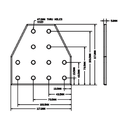 41-165-1SS MODULAR SOLUTIONS TIE PLATE 180MM X 180MM X 6MM<BR>T SHAPE WITH STAINLESS STEEL HARDWARE